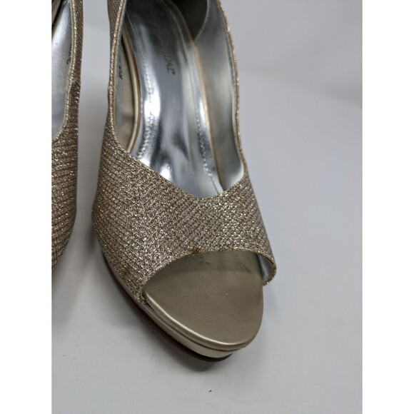 David's Bridal Gold Champagne Shimmer Rochelle Shoes High Heel Sz 8 Wedding Prom - Picture 4 of 10